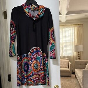 Colorful Paisley Cowl Neck Dress XL